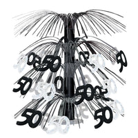 50th Birthday Party Cascade Centerpiece - black & silver