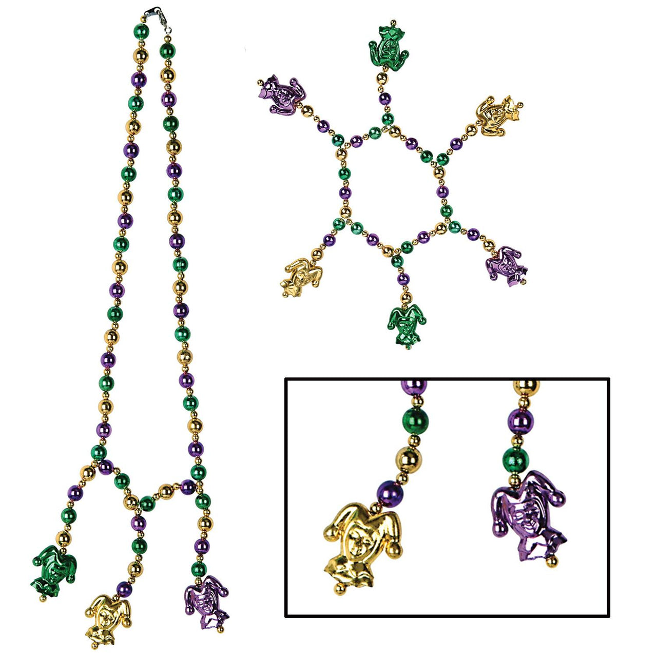 Beistle Mardi Gras Bead Necklaces Choker/Bracelet Set