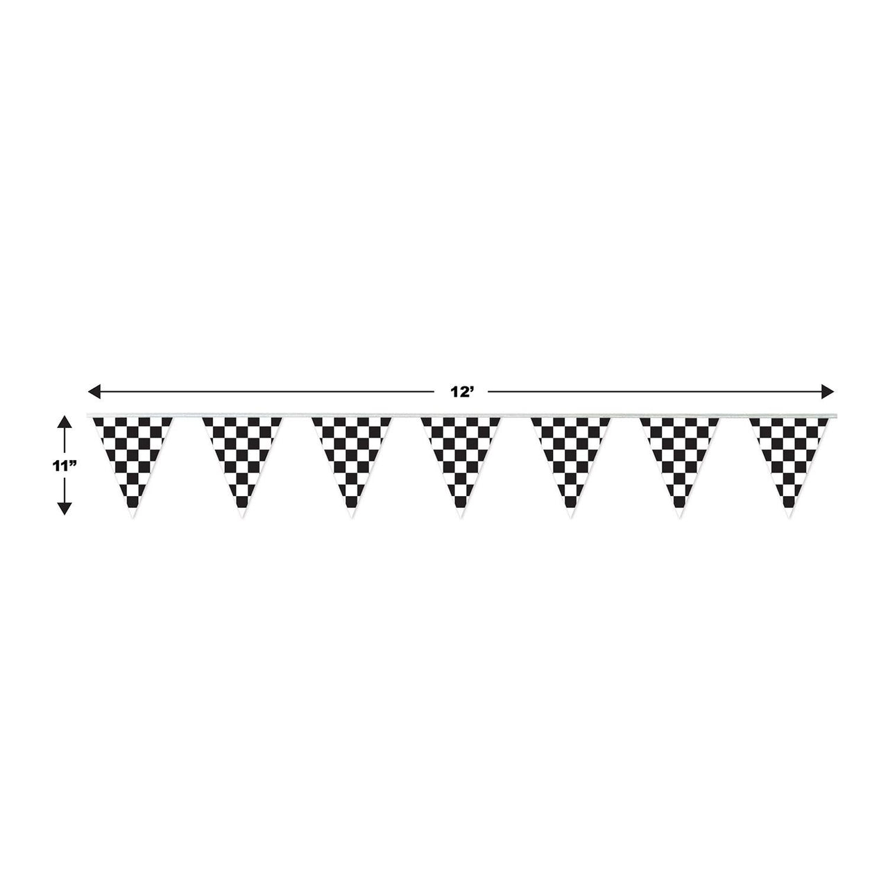 Bulk Racing Party Checkered Pennant Banner (Case of 12) by Beistle