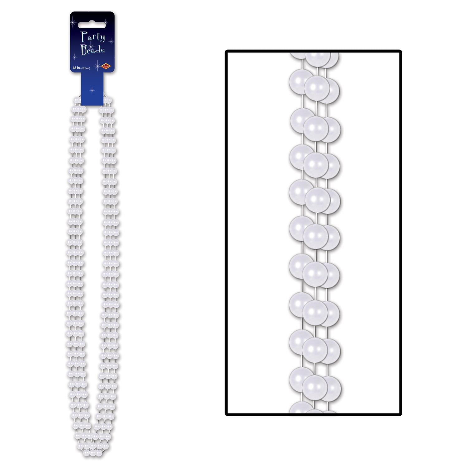 Beistle Party Bead Necklaces - Large Round White (3/Pkg)