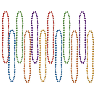 33 Inch - Party Bead Necklaces - Small Round Assorted Colors