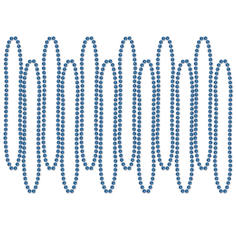 Beistle Party Bead Necklaces - Small Round blue (12/Pkg)