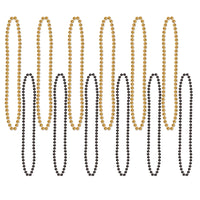 Party Bead Necklaces - Small Round black & gold (12/Pkg)