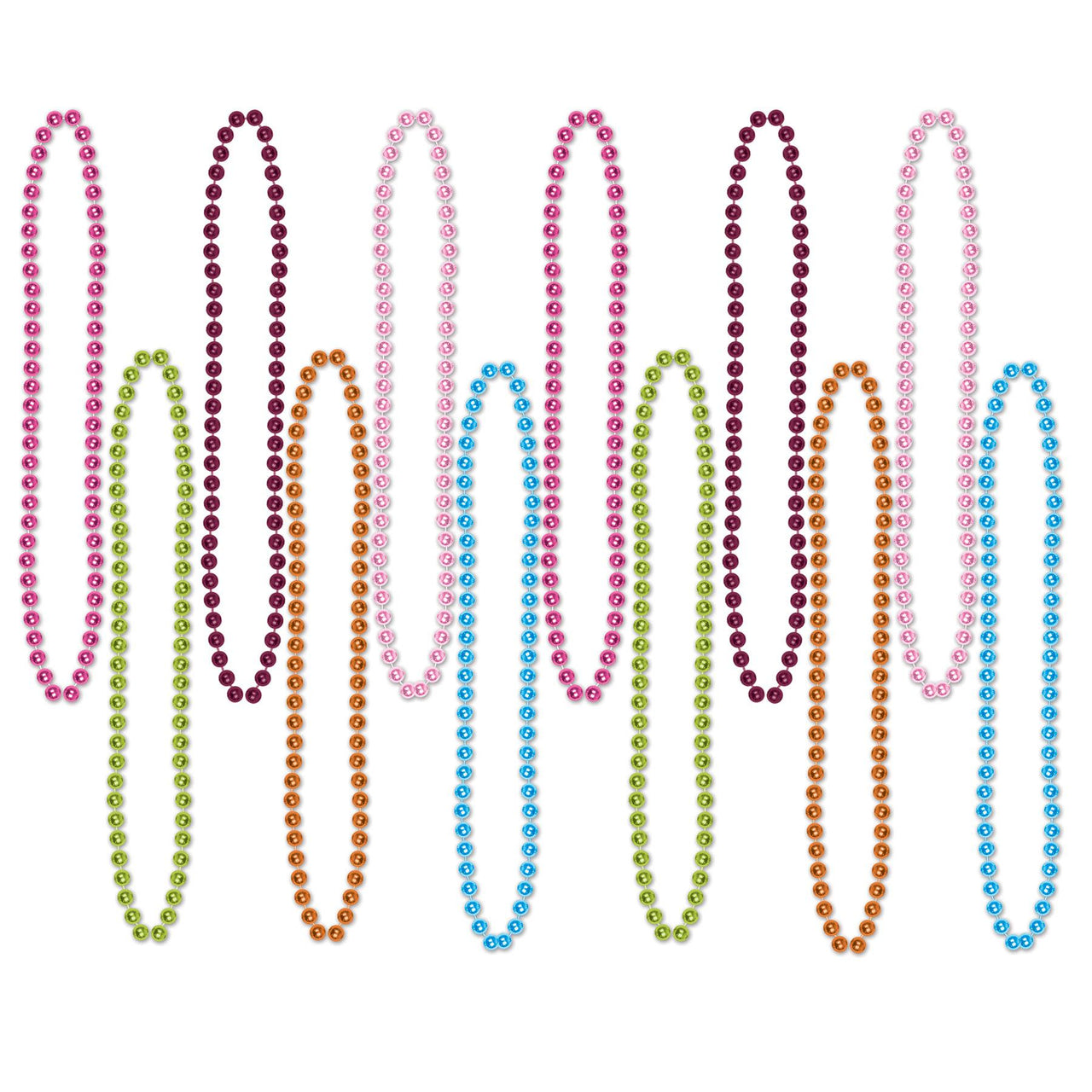 Party Bead Necklaces - Small Round Assorted colors (12/Pkg)