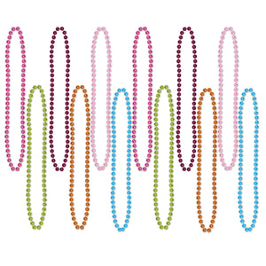 Party Bead Necklaces - Small Round Assorted colors (12/Pkg)