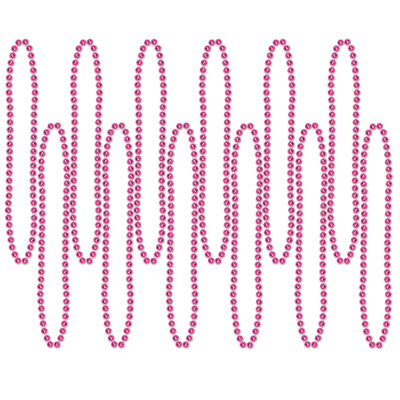 Beistle Party Bead Necklaces - Small Round cerise (12/Pkg)
