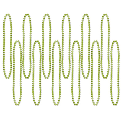 Party Bead Necklaces - Small Round Light green (12/Pkg)