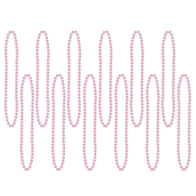 Beistle Party Bead Necklaces - Small Round pink (12/Pkg)