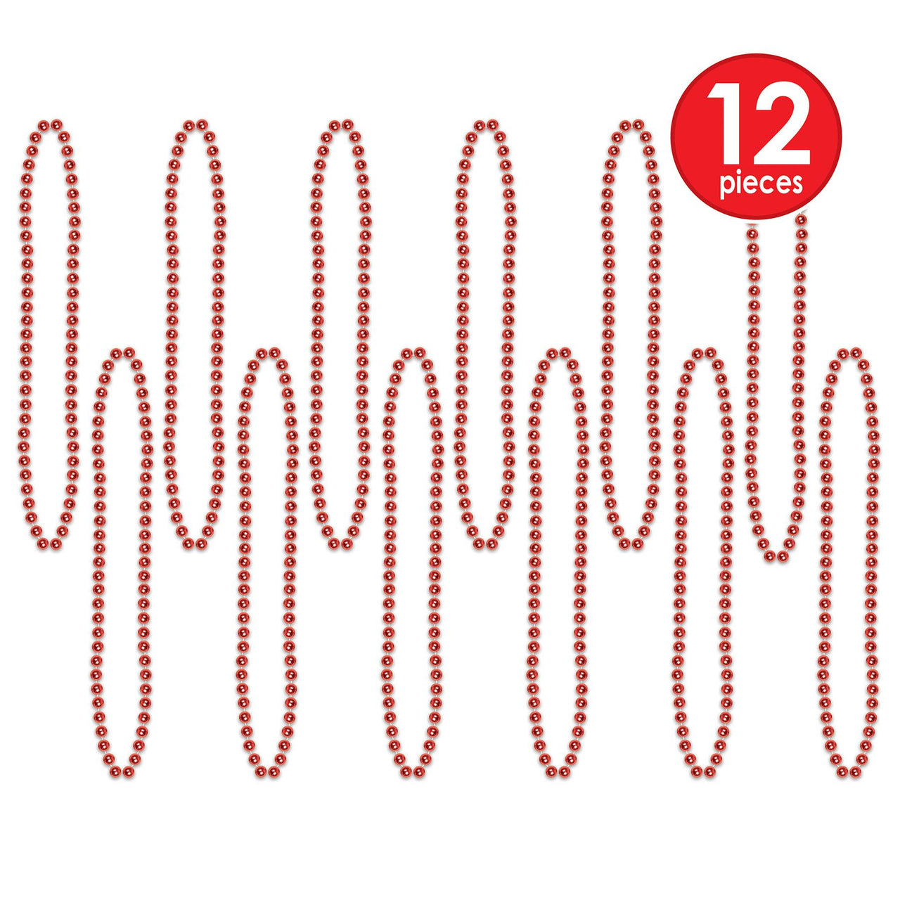 Party Bead Necklaces - Small Round - red