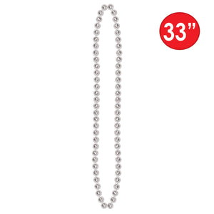 Party Bead Necklaces - Small Round - silver