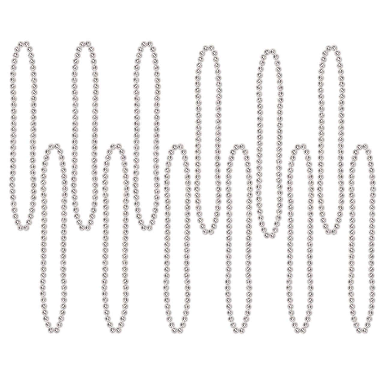 Beistle Party Bead Necklaces - Small Round silver (12/Pkg)