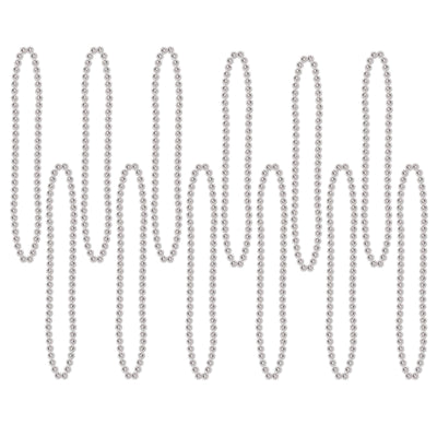 Beistle Party Bead Necklaces - Small Round silver (12/Pkg)