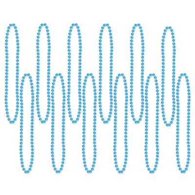 Party Bead Necklaces - Small Round turquoise (12/Pkg)