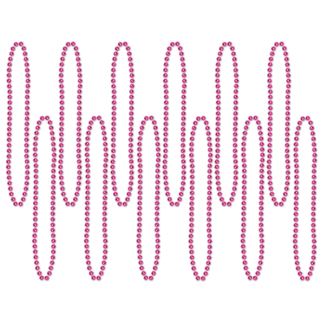 Beistle Party Bead Necklaces - Small Round - cerise