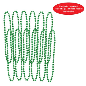 Bulk Party Bead Necklaces Small Round green (Case of 720) by Beistle