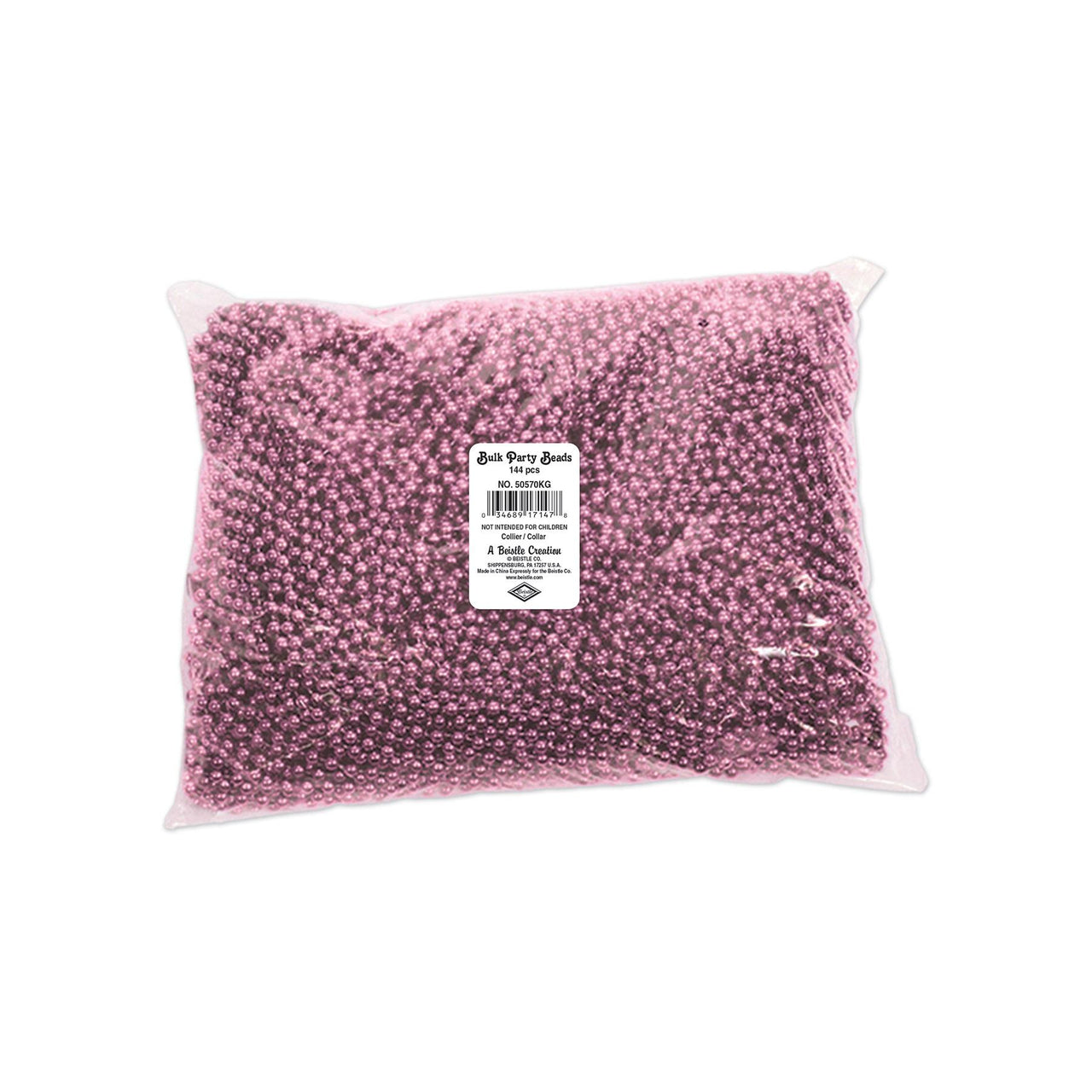 Party Accessories - Party Bead Necklaces - Small Round pink