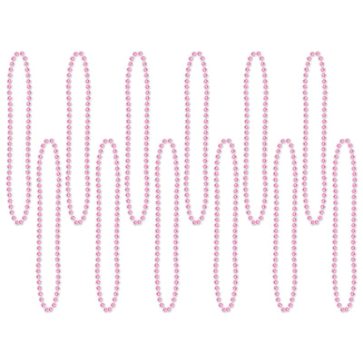Beistle Party Bead Necklaces - Small Round - pink