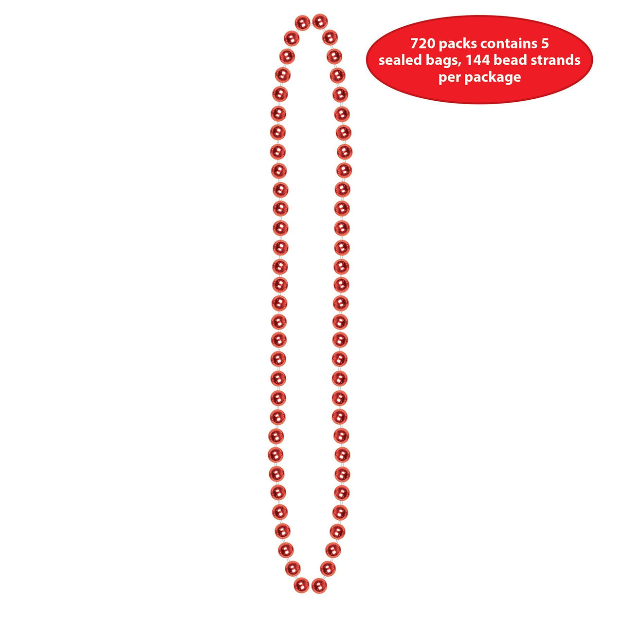 Party Accessories - Party Bead Necklaces - Small Round - red