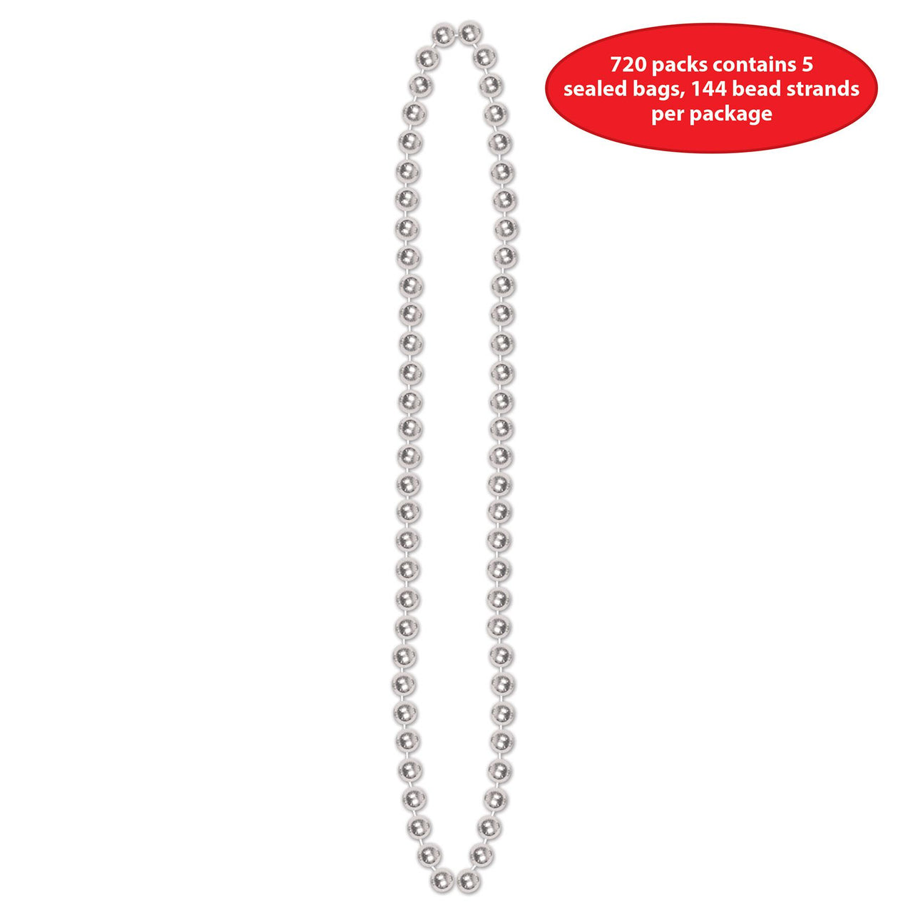 Party Bead Necklaces - Small Round - silver