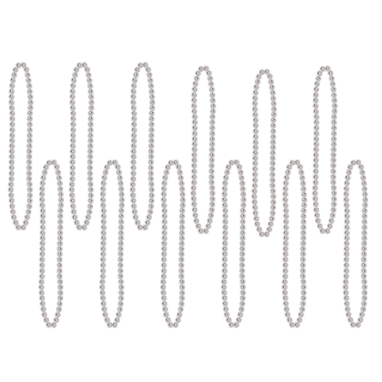 Beistle Party Bead Necklaces - Small Round - silver