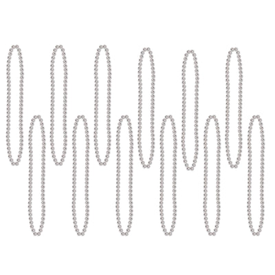 Beistle Party Bead Necklaces - Small Round - silver