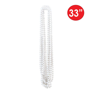 Party Bead Necklaces - Small Round - white