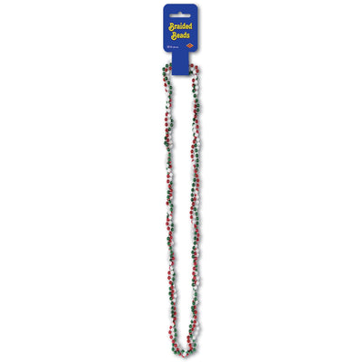 Beistle Fiesta Braided Bead Necklaces - red - white - green