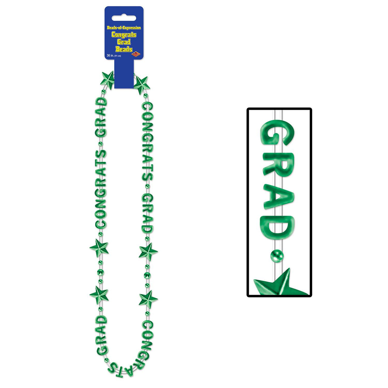 Congrats Grad Graduation Party Bead Necklaces - green