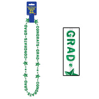 Congrats Grad Graduation Party Bead Necklaces - green