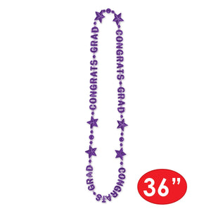 Congrats Grad Bead Necklaces - purple
