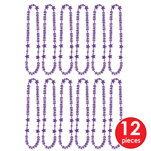 Congrats Grad Bead Necklaces - purple