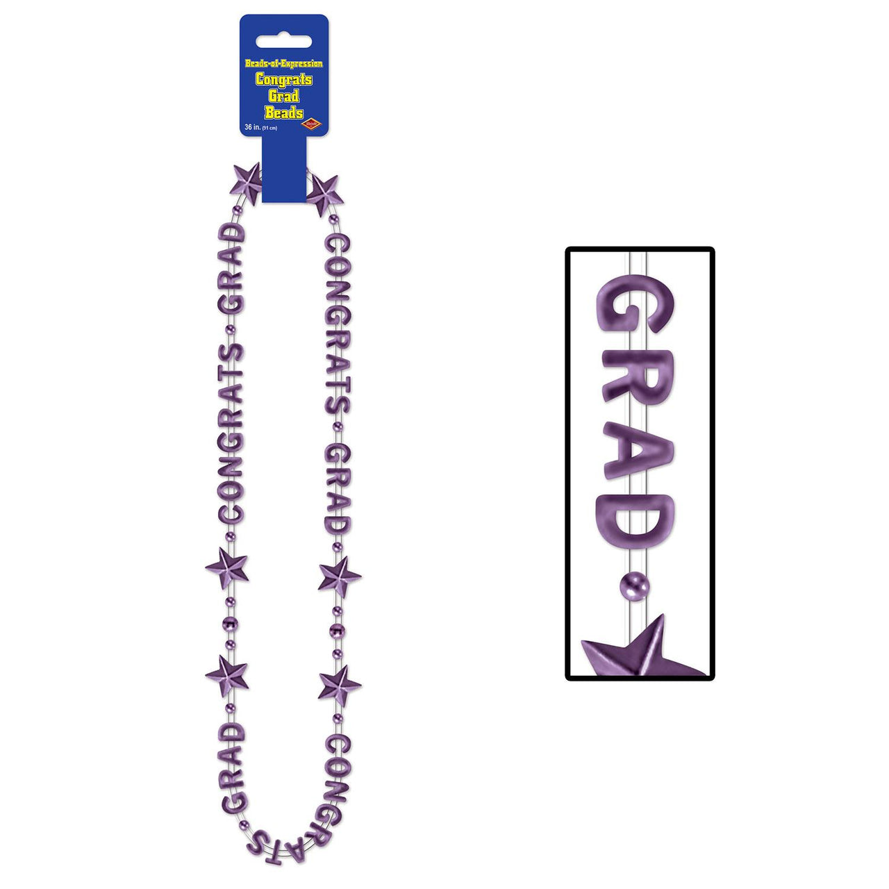Congrats Grad Graduation Party Bead Necklaces - purple