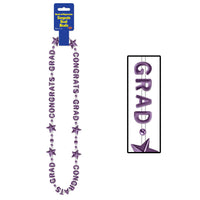 Congrats Grad Graduation Party Bead Necklaces - purple