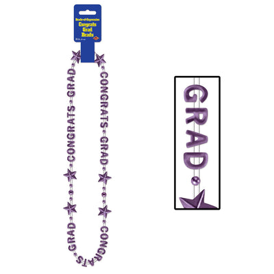 Congrats Grad Graduation Party Bead Necklaces - purple