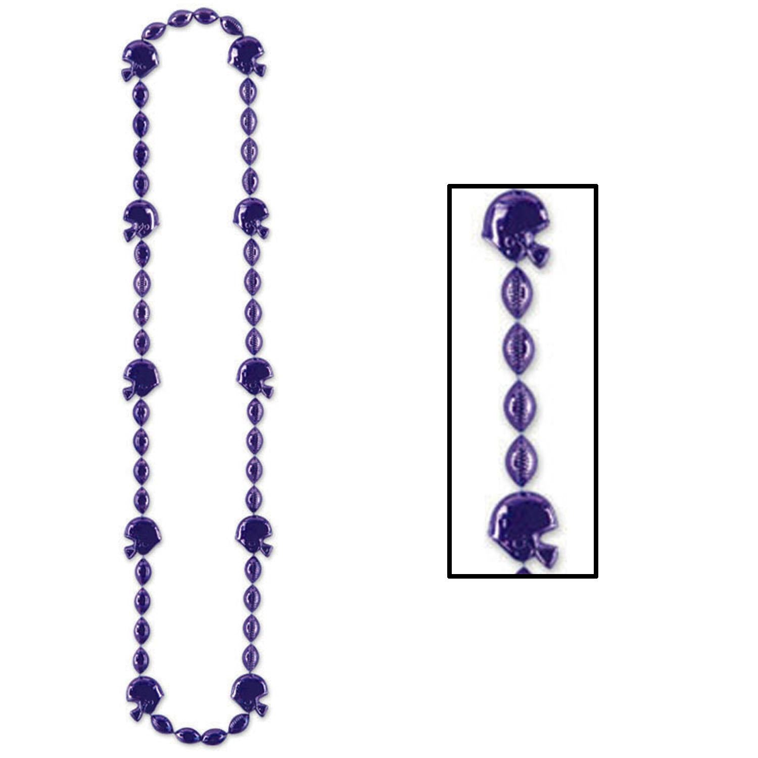 Beistle Football Party Bead Necklaces - Purple