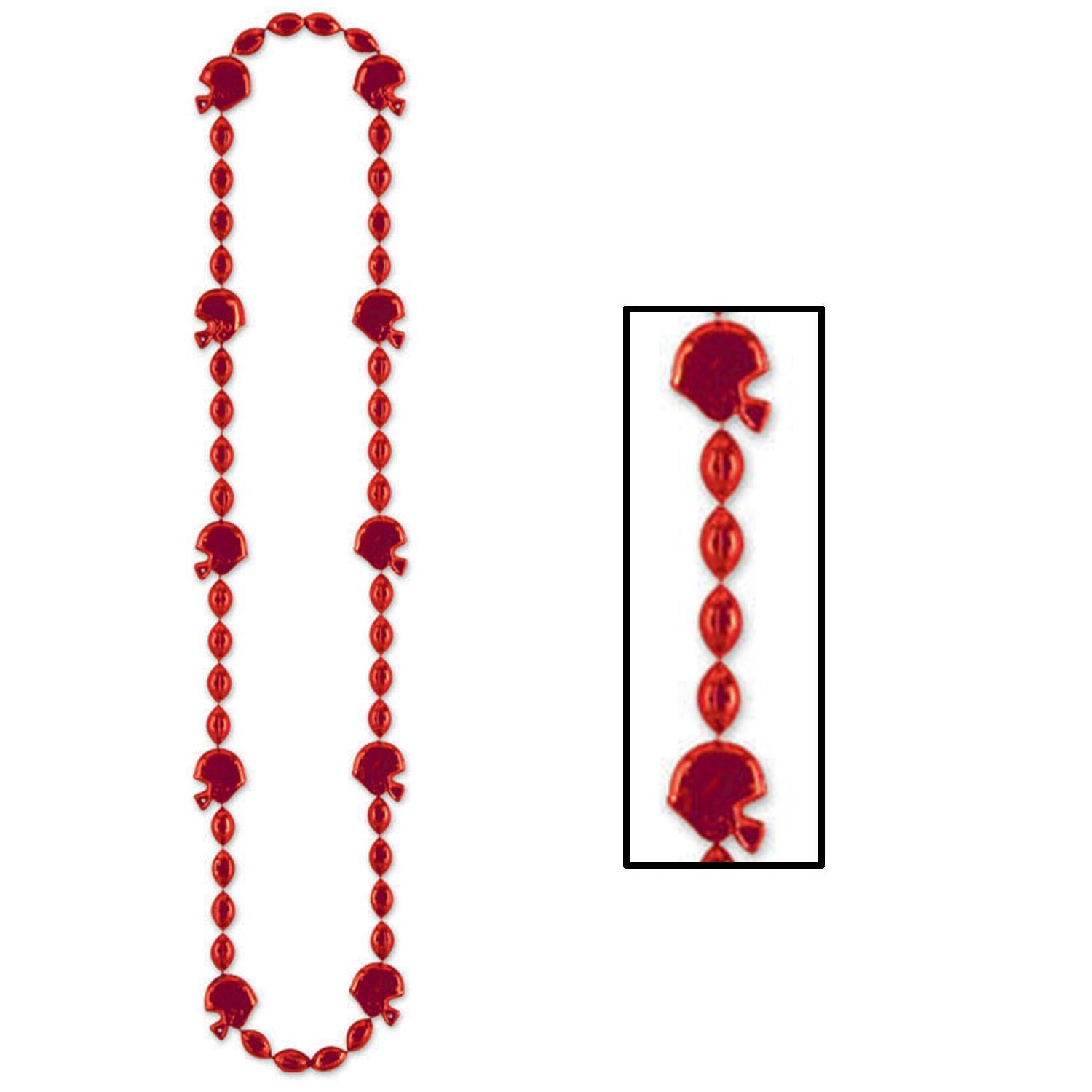 Beistle Football Party Bead Necklaces - Red