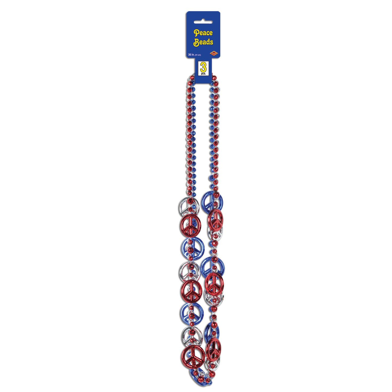 Beistle Patriotic Peace Sign Bead Necklaces (3/Pkg)