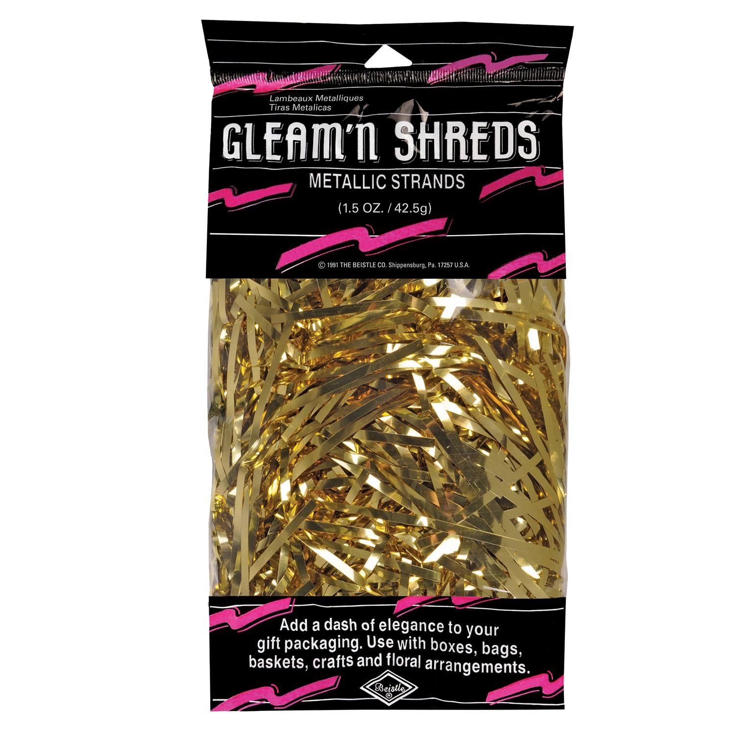 Party Gleam 'N Shreds Metallic Strands gold (1.5 Oz/Pkg)