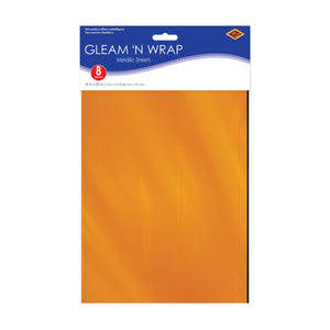 Beistle Gleam 'N Wrap Metallic Sheets (8/Pkg) - Assorted Black & Orange