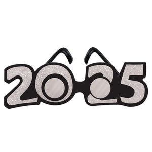 2025 Glittered Silver Plastic Eyeglasses - New Years