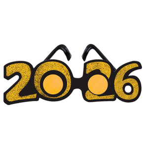 2026 Glittered Gold Plastic Eyeglasses - New Years