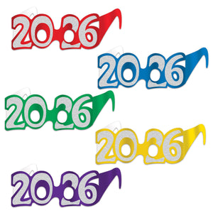 2026 Glittered Foil Eyeglasses assorted colors - New Years