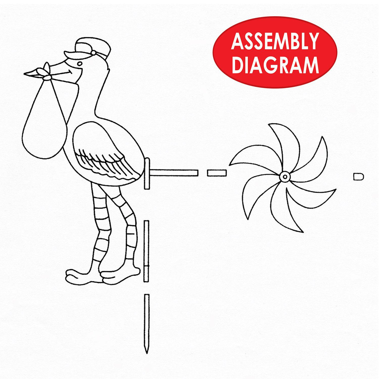 Bulk Baby Shower Stork Wind-Wheel (Case of 6) by Beistle