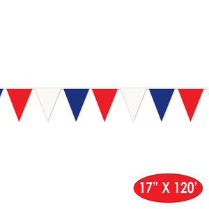 Bulk Red, White & Blue Pennant Banner (Case of 12) by Beistle