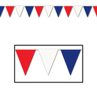 30 ft.- Beistle Red - White & Blue Party Pennant Banner