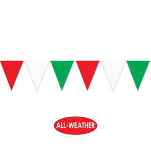 Outdoor Pennant Banner, red, white, green 
