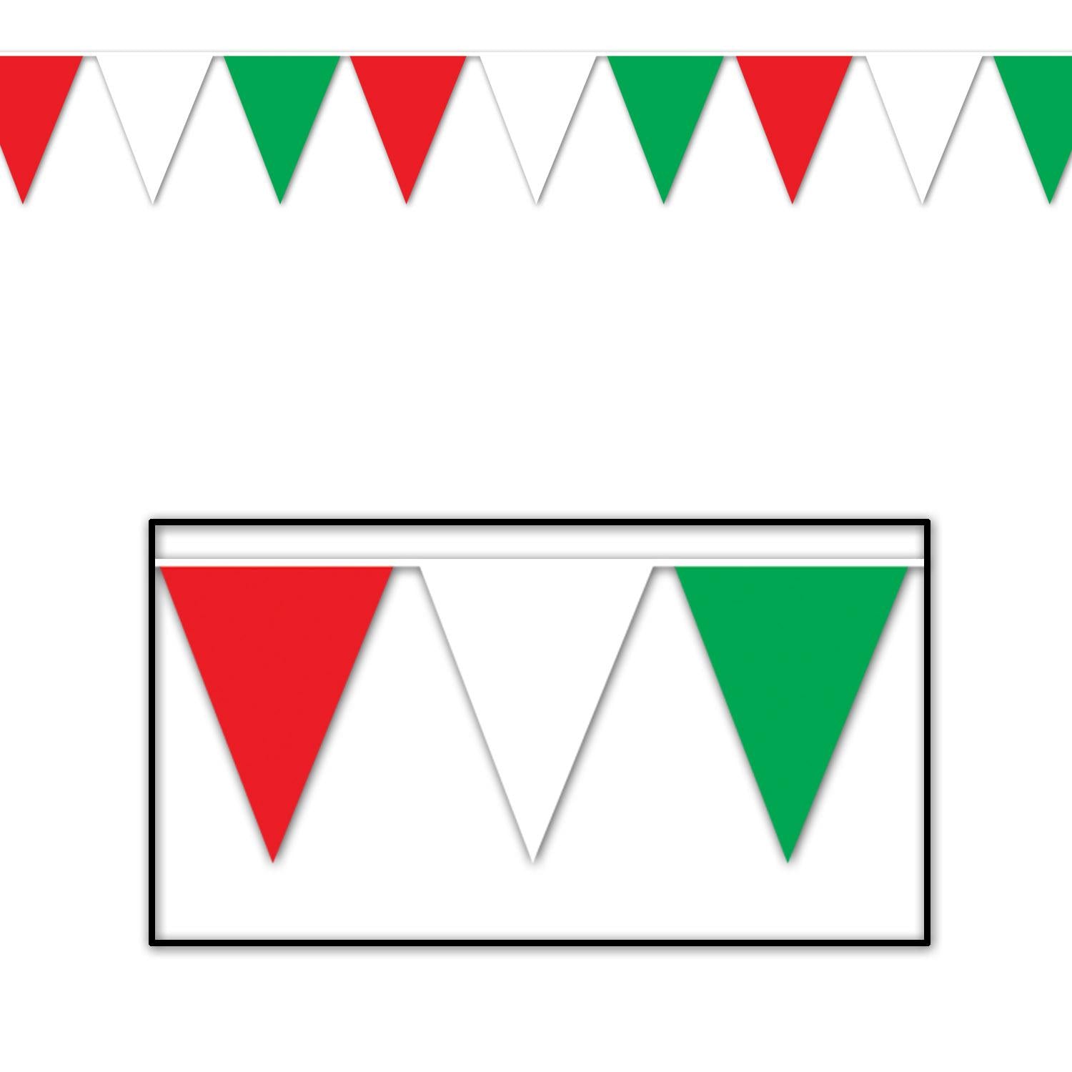30 ft. Beistle Red - White & Green Party Pennant Banner