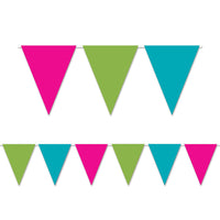 Luau Party Cerise, Lime Green & Turquoise Pennant Banner