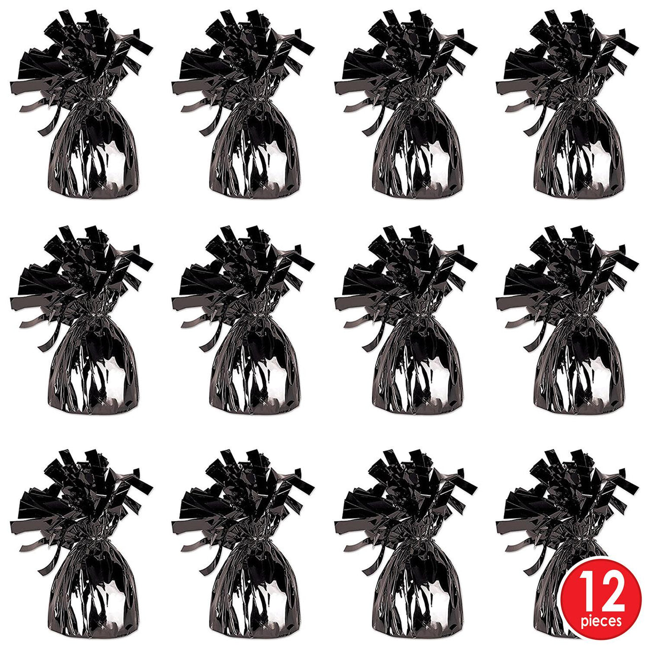 Bulk Metallic Wrapped Balloon Weight black (Case of 12) by Beistle