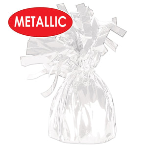 Bulk Metallic Wrapped Balloon Weight white (Case of 12) by Beistle